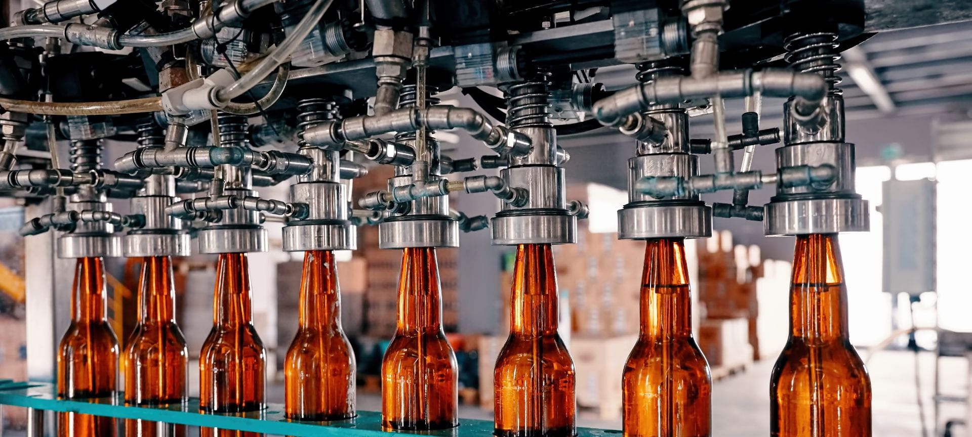 Filling up bottles in factory