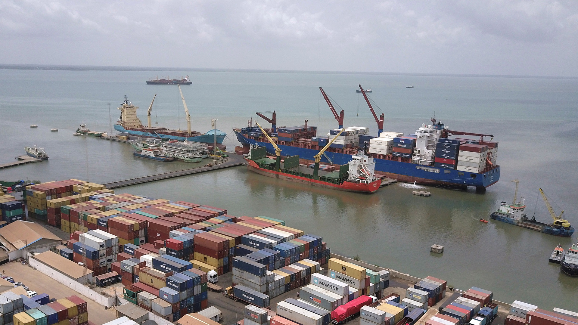 Aerial view container terminal 