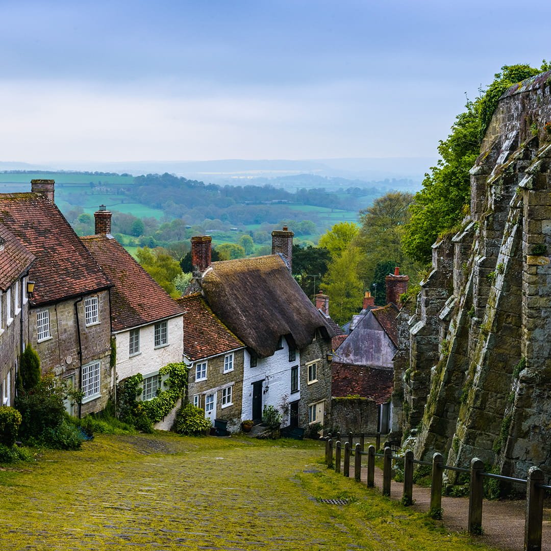 row of cottages on gold hill, shaftesbury in dorset