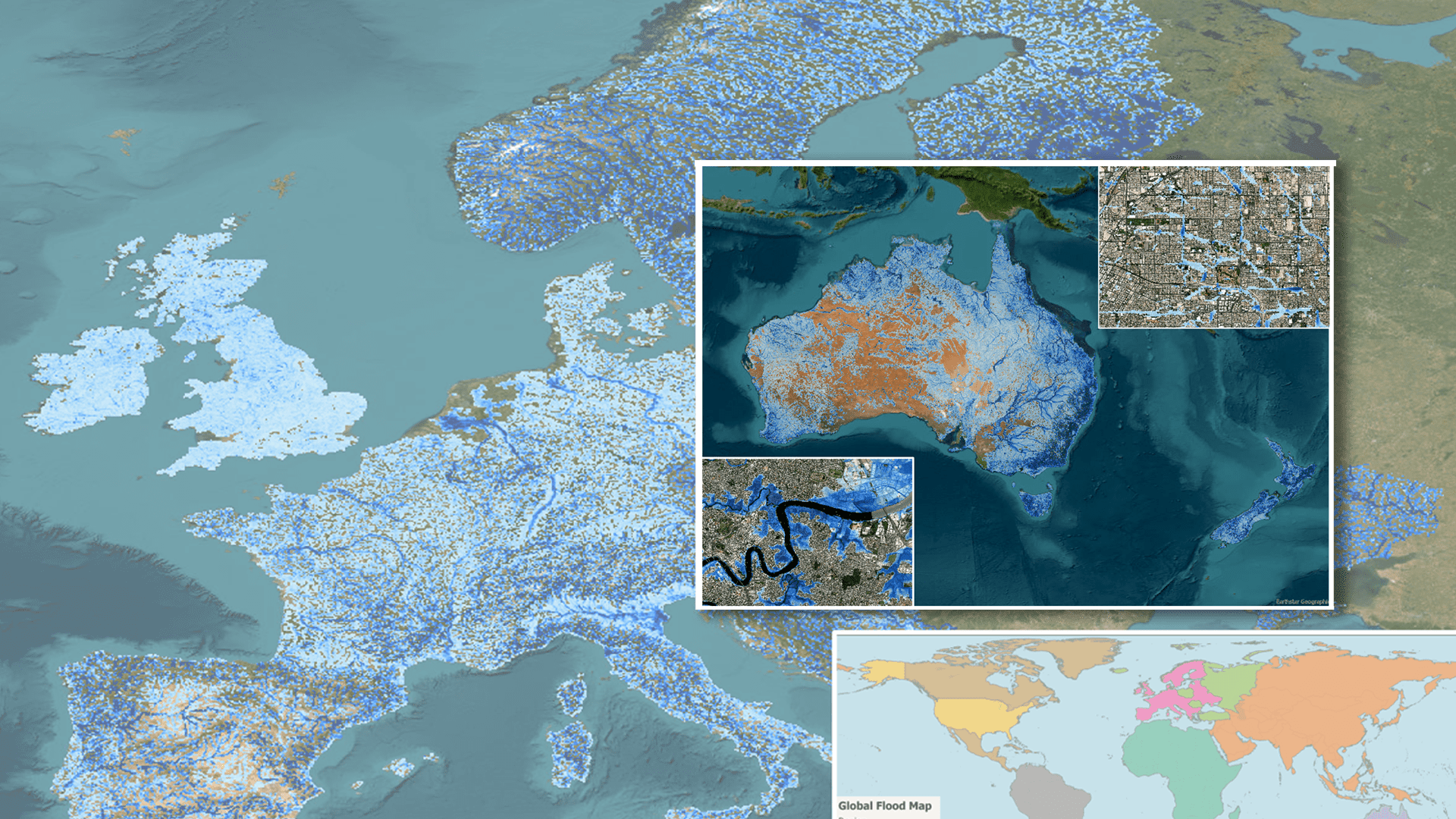 Global Flood Map Climate view of Australia